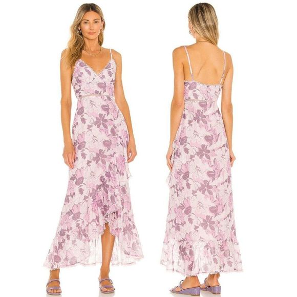 Tularosa Victoria Spaghetti Strap Floral Cotton & Silk Flowy Maxi Dress Size M - Picture 1 of 9